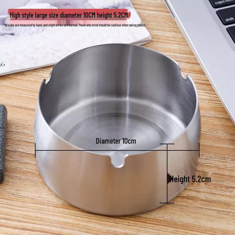 Round Stainless Steel Ashtray - Drop-Proof, Creative Minimalist Design for Home & Hospitality Use