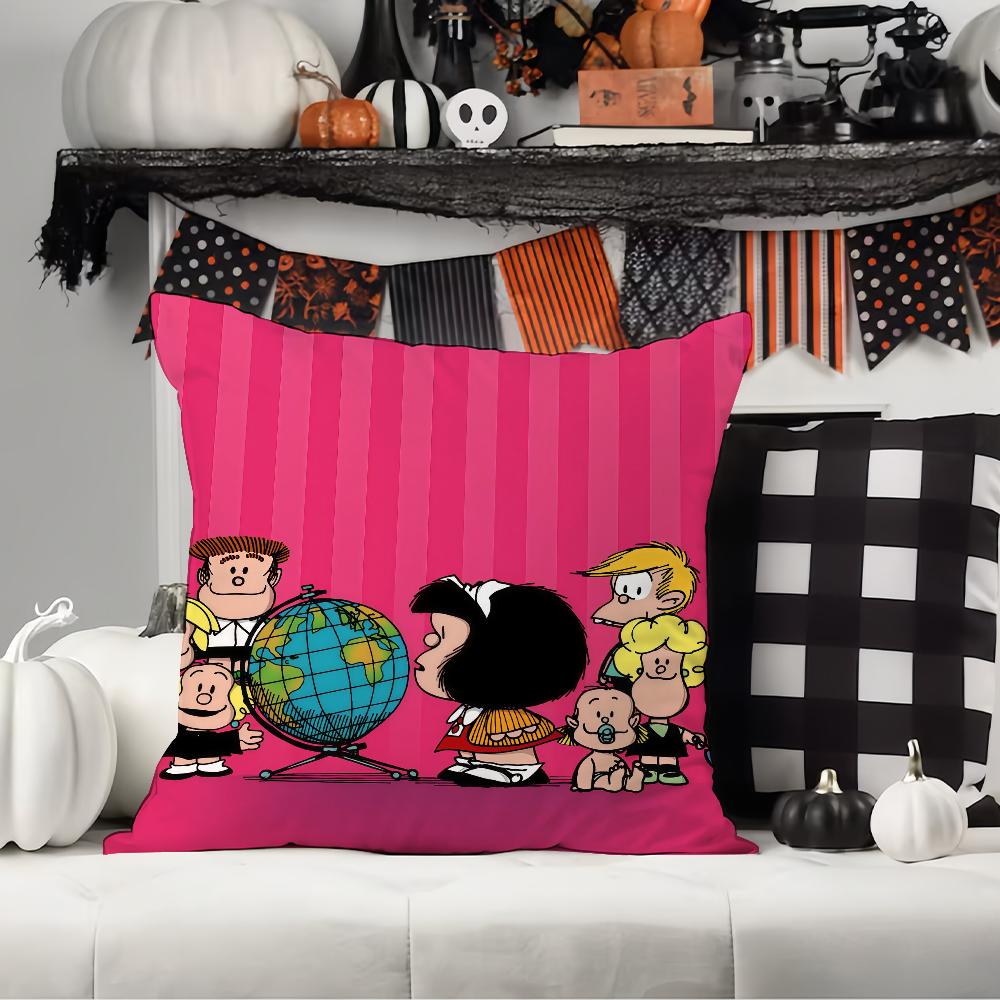 Cartoon M-Mafalda's World Pillow Case Office Cushions Suitable For Sofa Car Bedroom Decorative Cushion Cover
