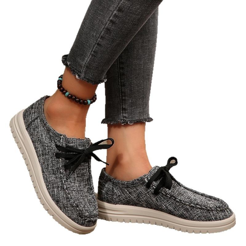 Lace-up Sneakers Women's Fall 2025 New Plus-size Platform Comfortable Canvas Shoes