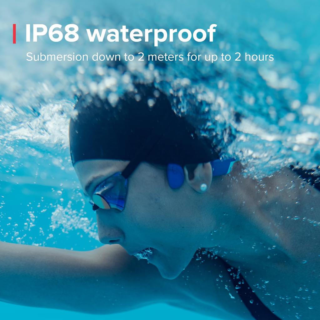 SUUNTO Bone Conduction Earphones, Open-Ear Earphones with Mic, Bluetooth, for Swimming and Running, IP68 Waterproof and Dustproof, 10 Hours of