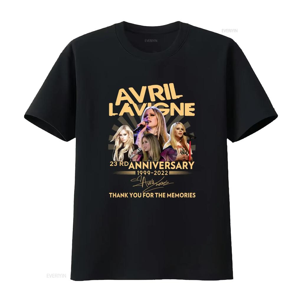 Avril Lavigne 23rd Anniversary 1999 2022 Thank You For The Memories Black T Shirt Full Size vintage Washed homme Stretched