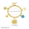 DIEYURO 316L Stainless Steel Golden Sun Inlay Zircon Colored Crystal Flower Pendant Necklace Bracelet Set Lady New Trend Jewelry