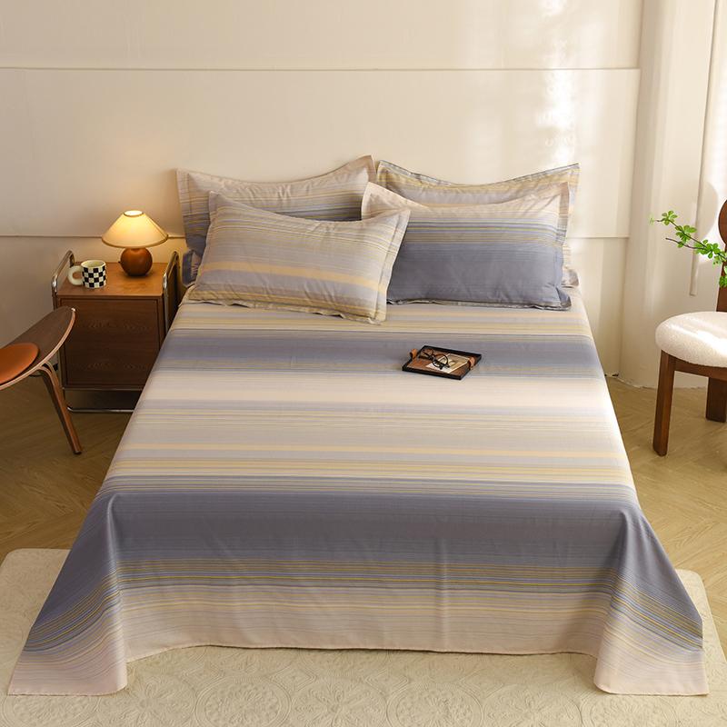 Geometric Grid Pattern Bed Sheet Set 3Pcs 100% Cotton Queen Size Bedding Set Skin-friendly Soft Bed Sheets with Pillowcases