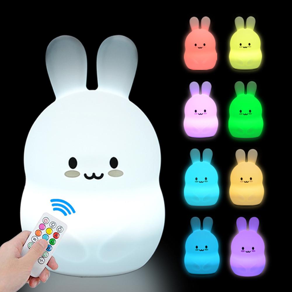 Eule LED-Nachtlicht, Touch-Sensor, Fernbedienung, 9 Farben, dimmbar, Timer, wiederaufladbar, Silikon-Nachtlampe für Kinder, Baby, Geschenk