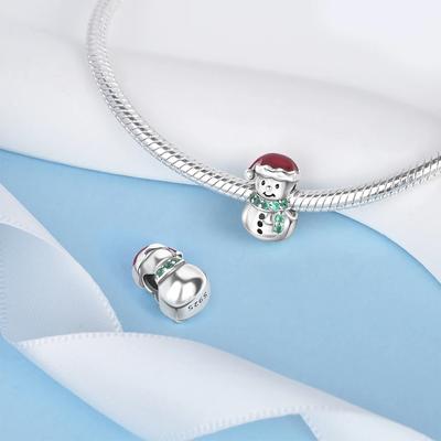 Copper Blue Snowflake Snowman Cat Charm Pendant Beads Fit Original Bracelet For Women Valentine Day Jewelry Gifts