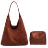 Autumn and Winter Vintage Women's Bag Large Capacity Suede Shoulder Bags Solid Color Simple Casual Commuter Bag Retro Handbag