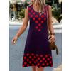 Women Retro Polka Dots Printed Sleeveless Dress Summer Casual O-Neck Tank Beach Loose Dress Sundress Women's Clothing Vestidos