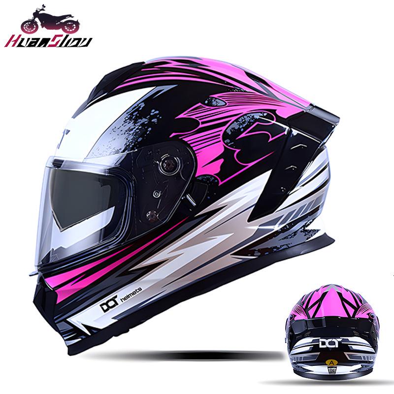 In-Stock Full-Face Double Lens Motorcycle Helmet - Retro Design for Men & Women, Ideal for Street Bikes & Scooters