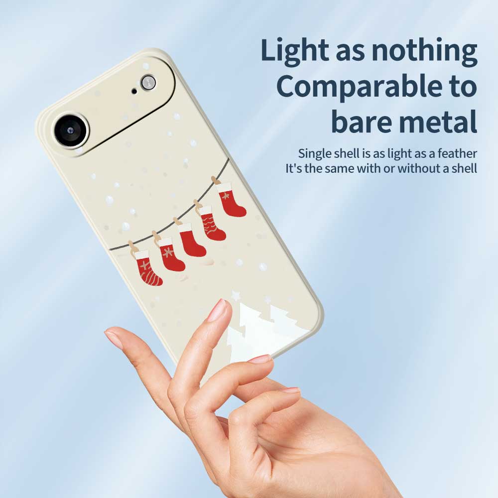 Für iPhone 17 Air Hülle Weihnachtssocken Musterdruck Gerade Kante TPU Handy Rückseite