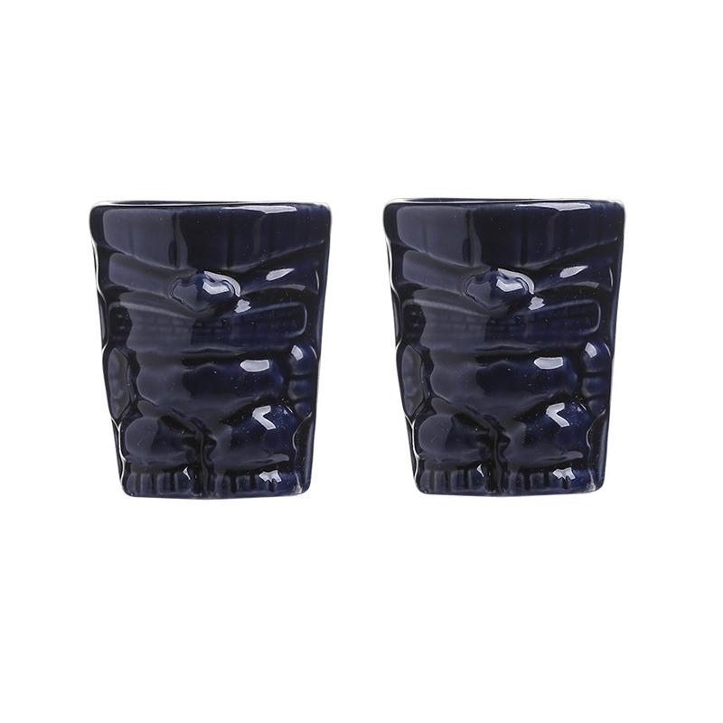 60ml Creative Cocktail Cup Tiki Mug Whiskey Liquor Mugs 2pcs Set Bule Ceramic Hawaiian Wine Glass Party Personalized Decorations