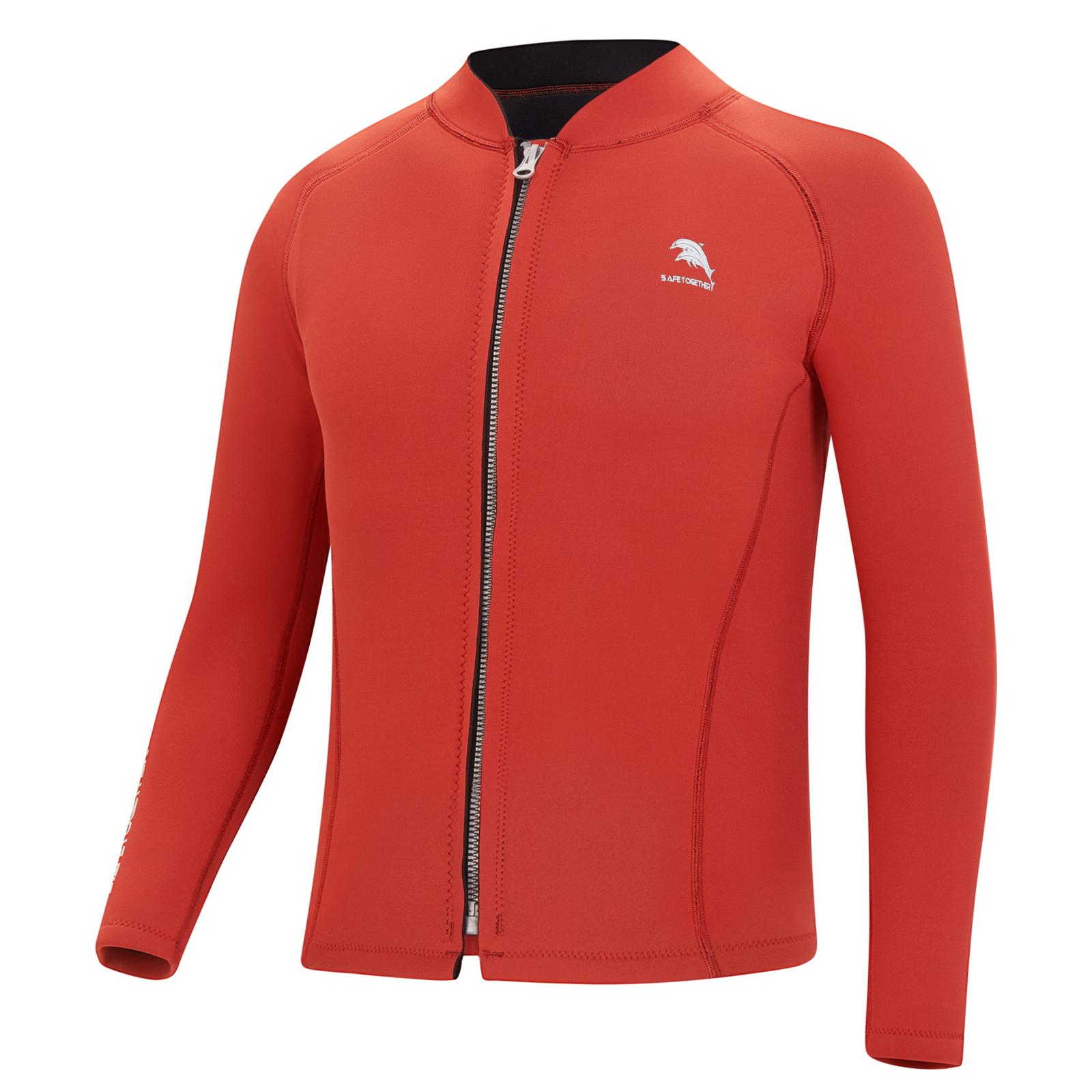 

Чоловіча неопренова гідрокостюмна куртка 2 мм завтовшки, з високим коміром, довгим рукавом, на блискавці. Спорядження для плавання, серфінгу, снорклінгу червоний