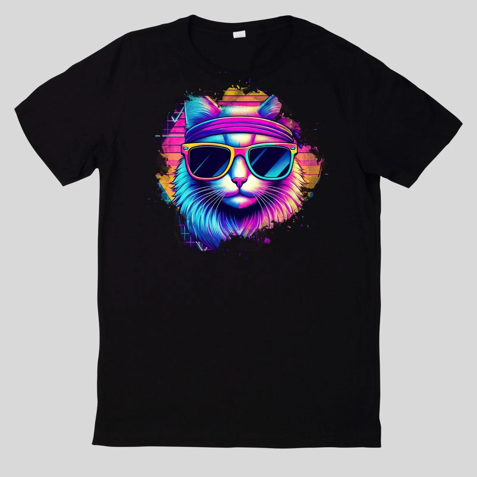 T-Shirt Aquarell Retro coole Katzen XXXXL