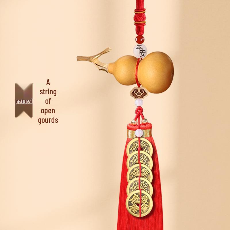 Благоприятный маленький кулон-горлянка с монетами Пяти Императоров для входной двери или гостиной