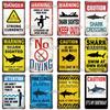 [MaPalte] Vintage Warning Sharks Metal Sign Tin Sign Decoration Plaque Home Wall Decor Bar Sign Home Decor Poster Drop Shipping