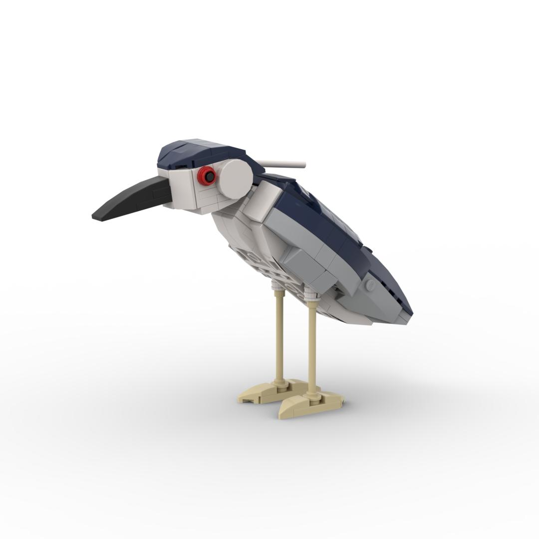 Professional Fishing Boys Children's Puzzle Assembly Moc Night Heron Bird Model Building Block Toy Ornament Gift