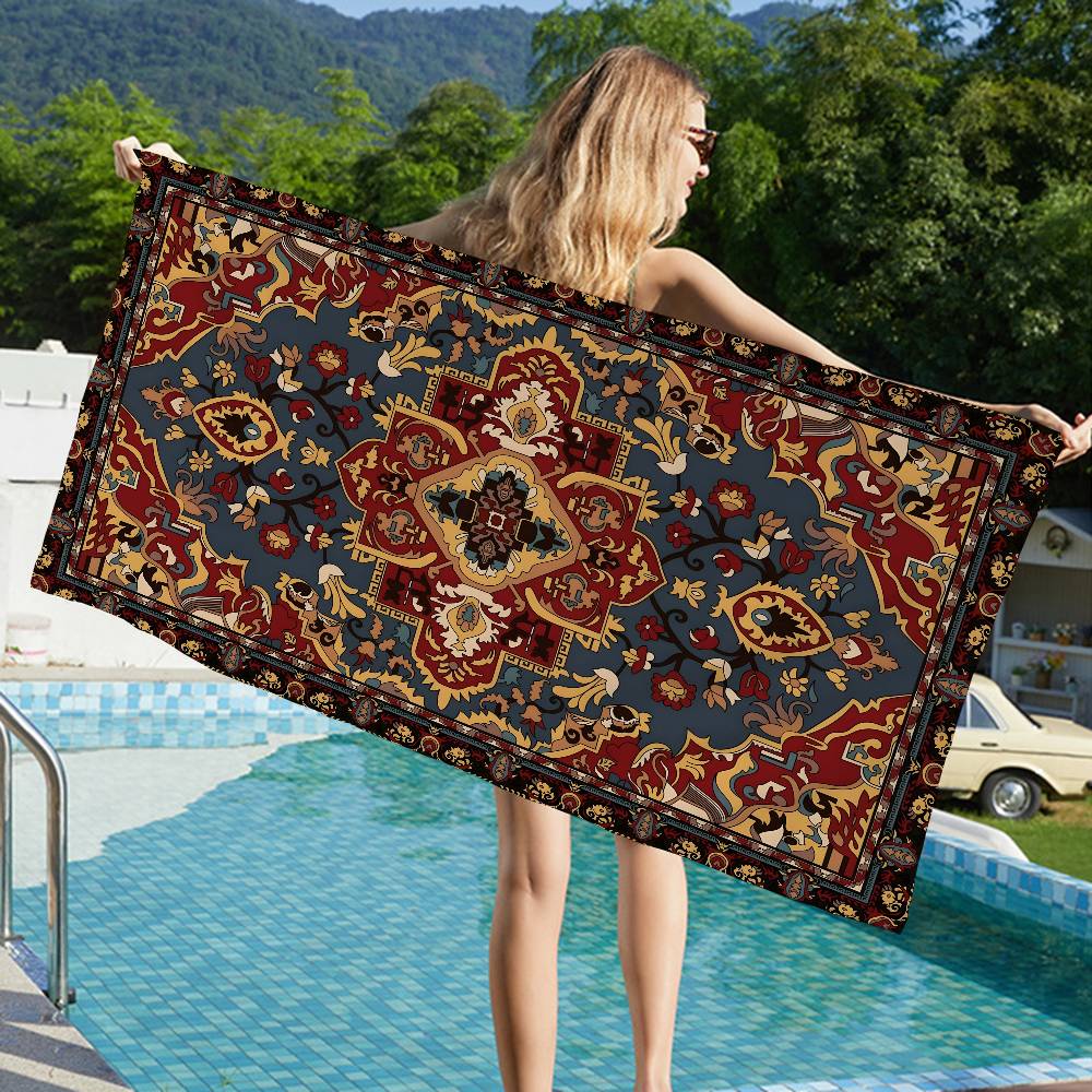 Mysterious Red Persian Microfiber Beach Towel Absorbent Quick Dry Soft Yoga Swimming Resort Mountain Climbing Towel