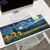 Van Gogh Starry Night Art Large Xxl Mouse Desk Mat AntiSlip Rubber Stitched Edge Gaming Keyboard Pad For Office Accessories