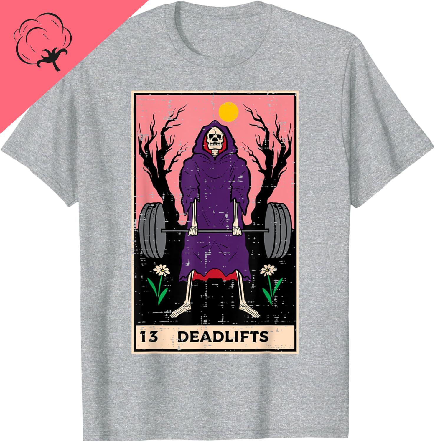 

Gym Grim Reaper Tarot Deadlift Fun Workout Fitness Women Unisex TShirt Casual Funny Camisa Sport Top Graphic T Shirts 4XL