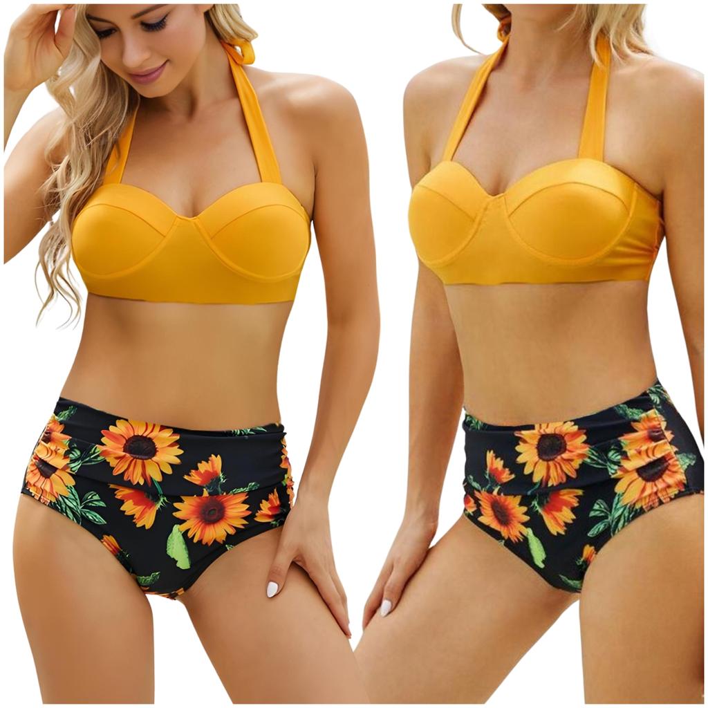 Plus size floral slimming swimsuit set XXXL style and comfort. Plus size floral slimming two-piece swimsuit XXXL for the beach.