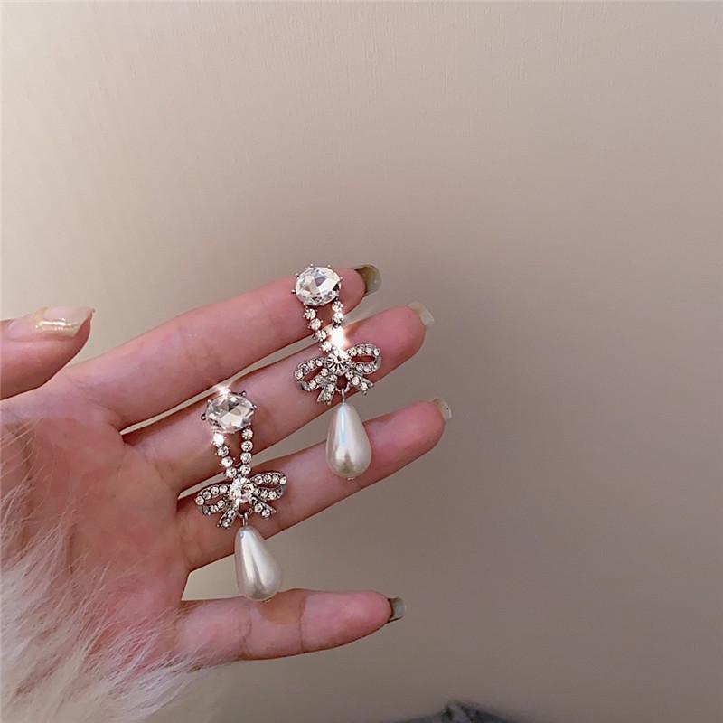 Pendientes de botón de esmalte coreano minimalistas retro en forma de corazón con perlas