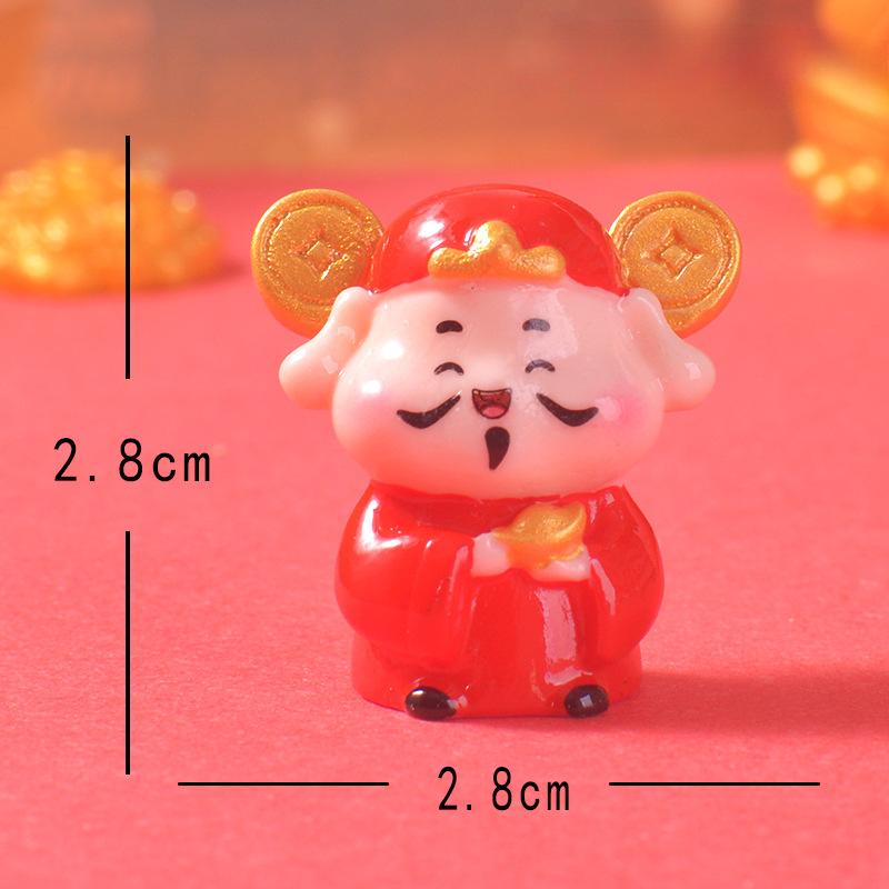 Cute Wealth God Home Desktop Ornament New Year Decoration Car Center Console Resin Handicraft