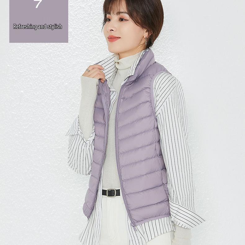 Youjia Dámská lehká vesta s 90% prachovým peřím z bílé kachny - Bez rukávů, hřejivá a stylová pro podzim a zimu
