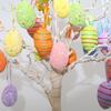 6PCS Set Easter  Decorations Ornaments Bright Color Striped Foames Eggs  Decorations for Easter Holiday Occasion