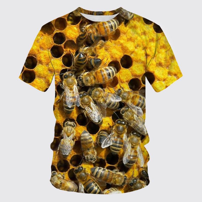 Funny Honey Bee Graphics T-Shirts Summer Fashion Short Sleeve Animal 3D Printed Loose Casual Harajuku Men's T-shirts