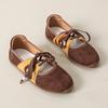 Fall 2025 New Women's Shoes French Thin Sole Color Block Mary Jane Shoes