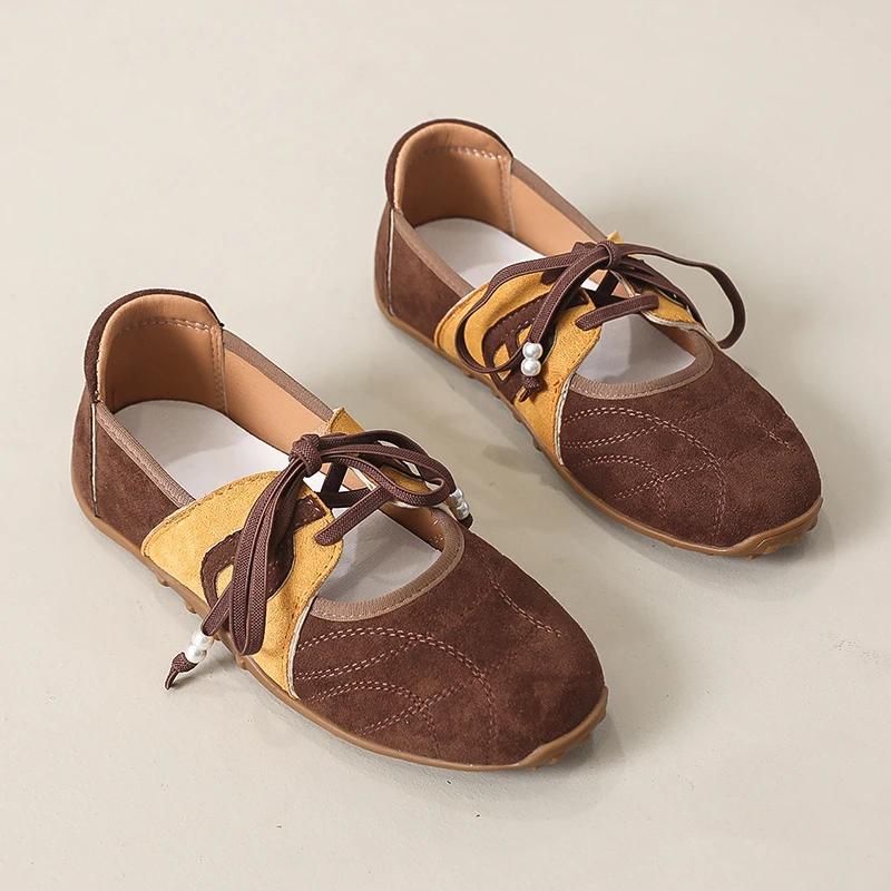 Fall 2025 New Women's Shoes French Thin Sole Color Block Mary Jane Shoes