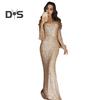 Women Prom Dress Tassel Sleeves Sheath Slim Fit V Neck Solid Color Sequin Fishtail Hem Evening Dress Cocktail Party Maxi Dress
