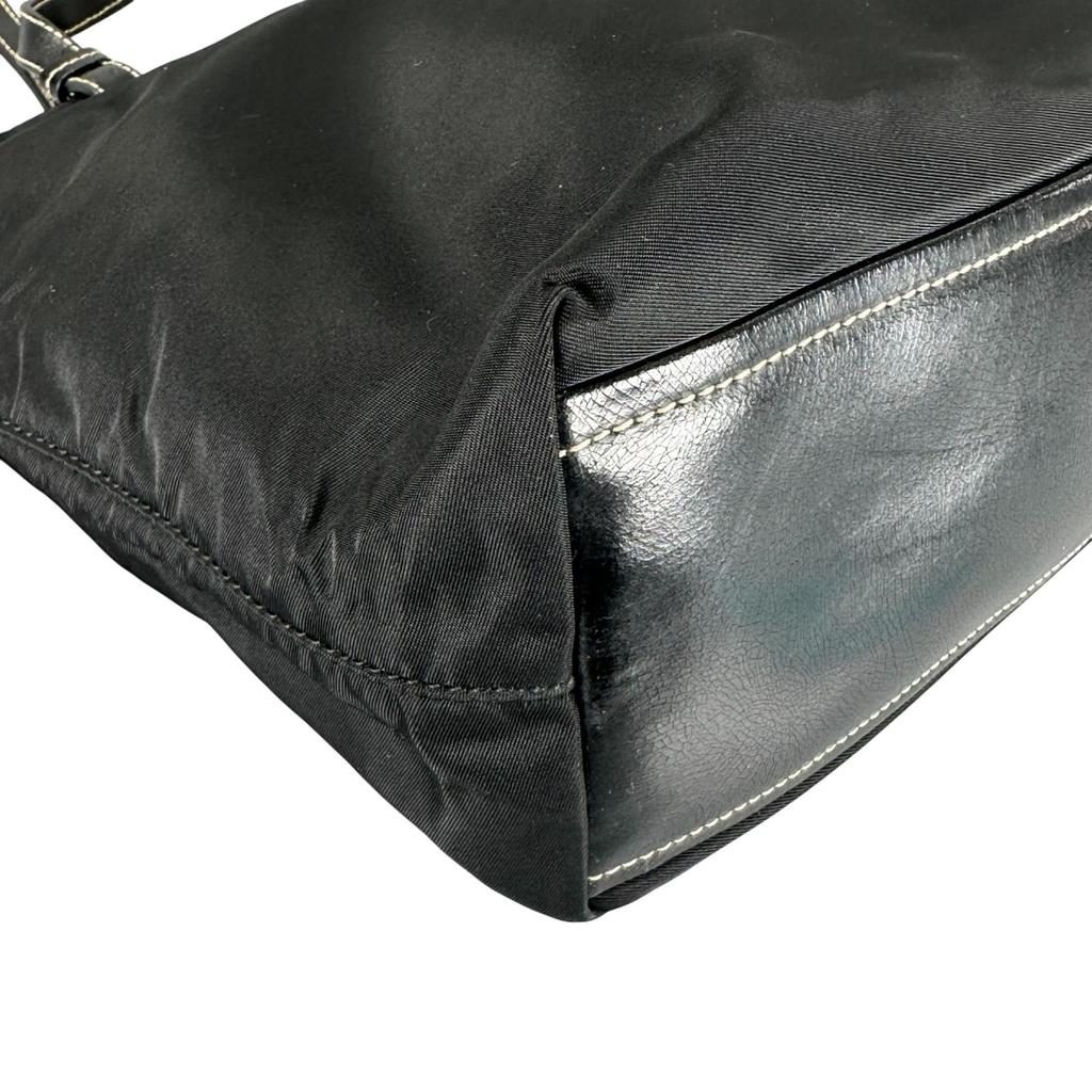 PRADA Triangular logo Tote Bag black Women used