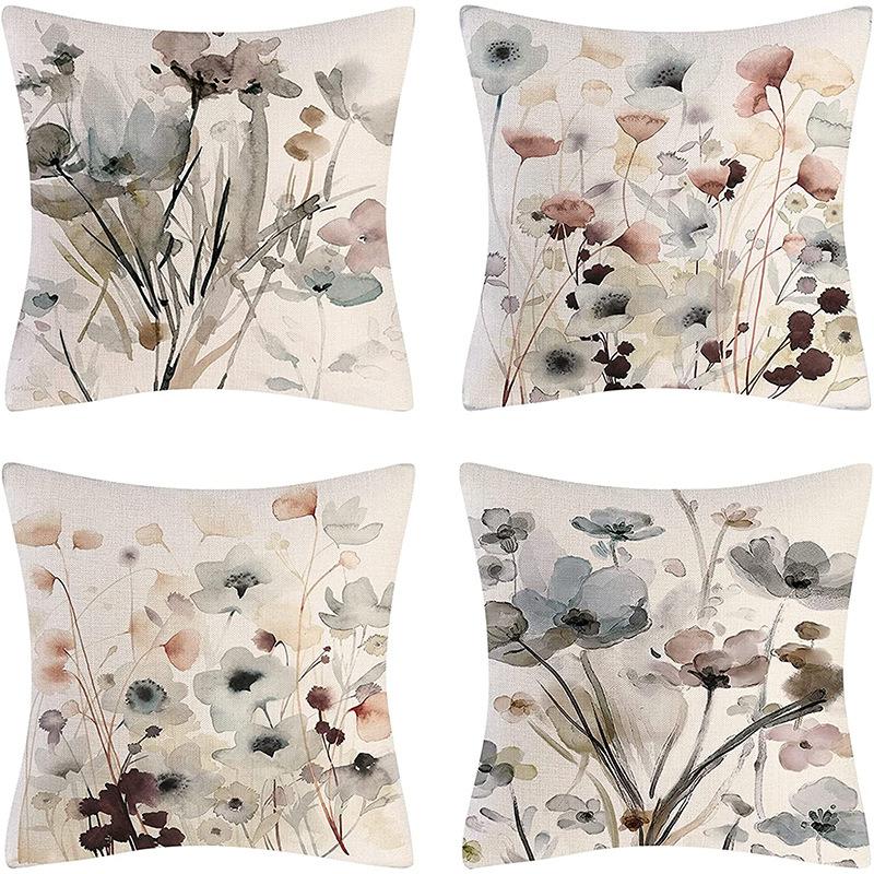 Plant and Flower Print Pillow Case Car Home Sofa Living Room Linen Pillow Cushion Nordic Style