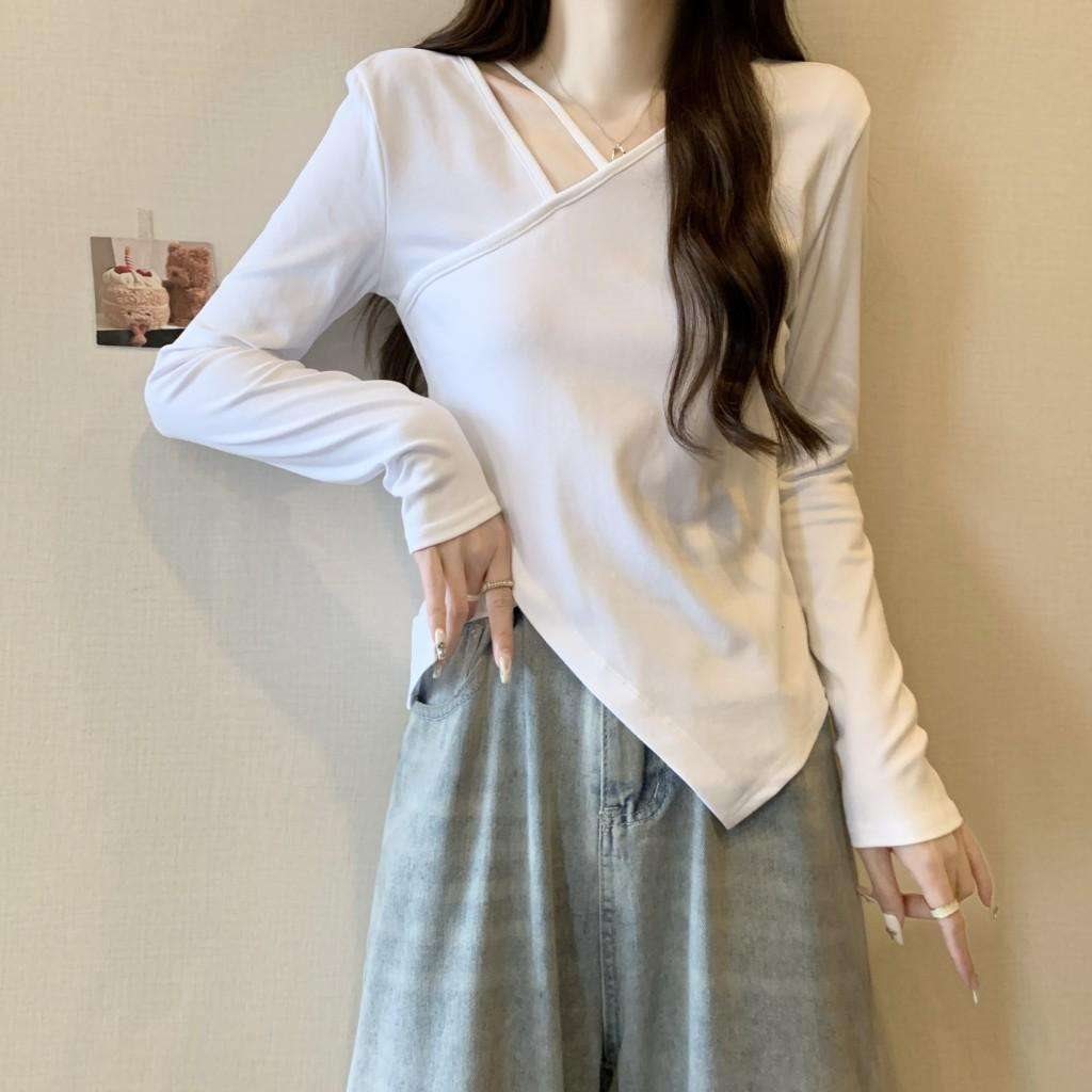 Oversized V Neck T Shirt For Women With Embroidery And Asymmetrical Design For Casual Wear