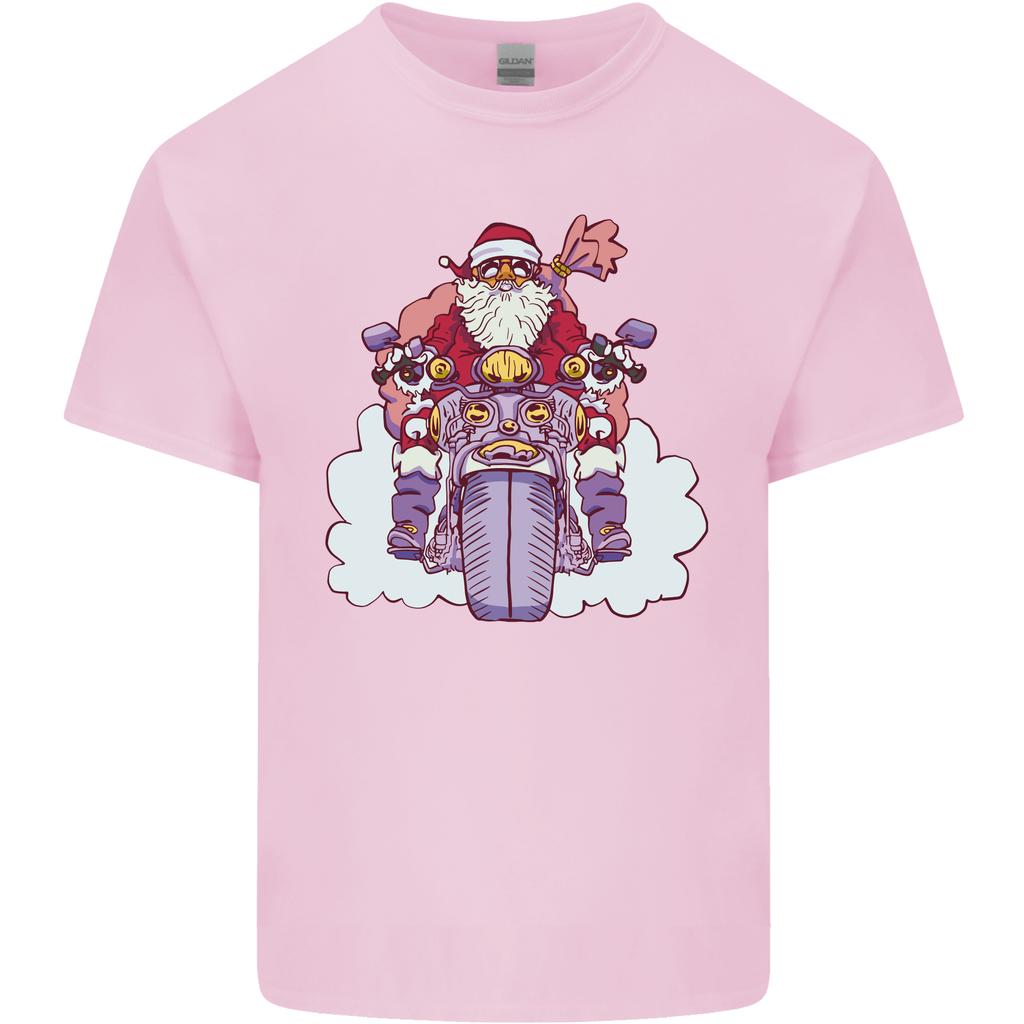 Biker Santa Christmas Motorcycle Motorbike Unisexs Light Cotton TShirt