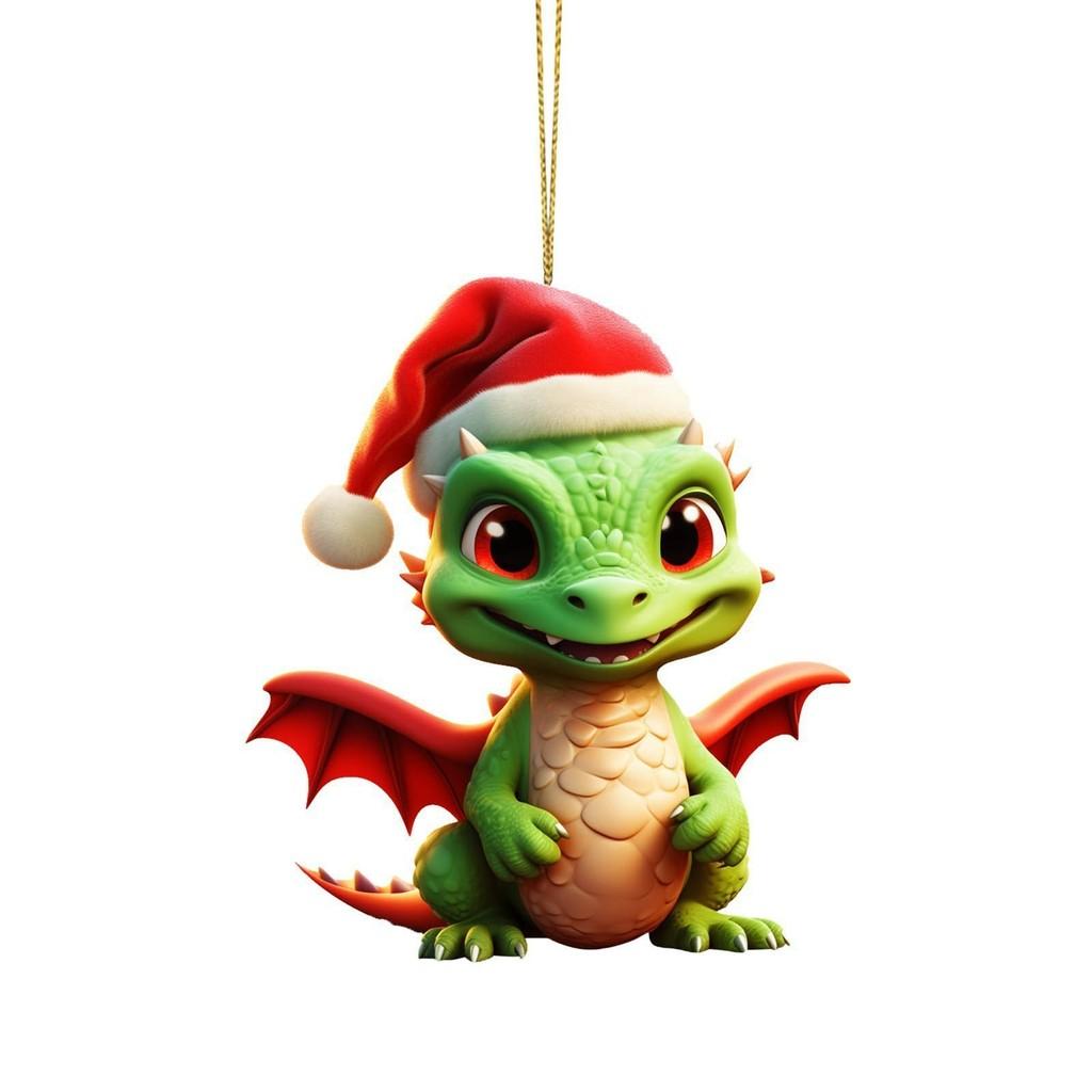 Charming Cartoon Christmas Dragon Car Decor Bright Festive Hanging Ornament Homes For