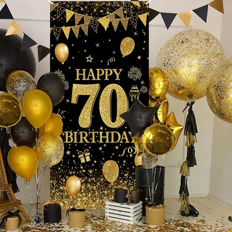 Black Gold Flag Door Hanging Banner 18th 30th 40th 50th Birthday Party Decorations Adult 30 40 50 60Year Birthday Party Supplies