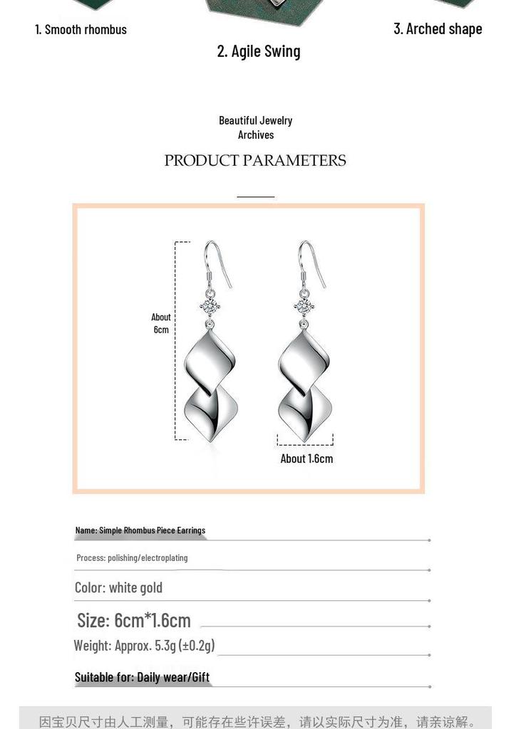 Geometric Rhombus Rhinestone Tassel Earrings for Women - Trendy Ear Hooks, Super Fairy Fashion Style