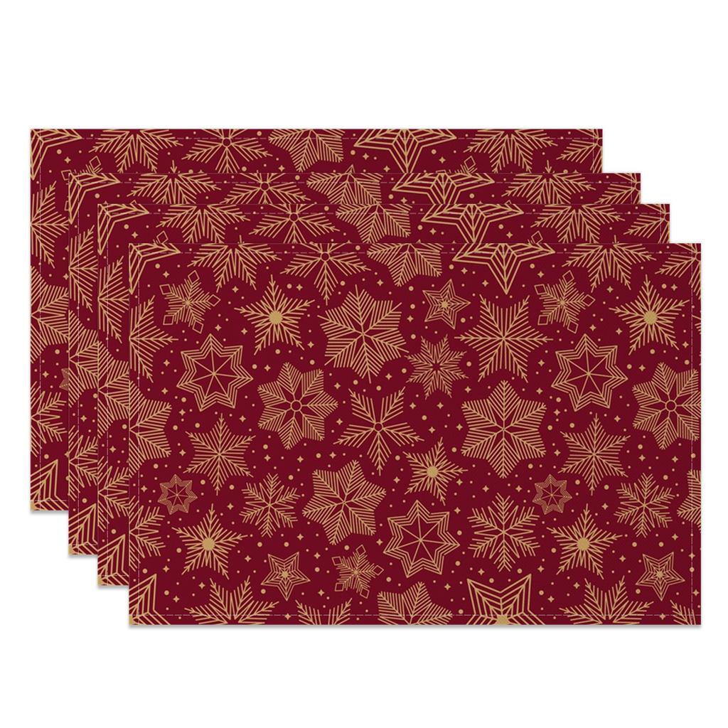 Christmas Placemats Dining Table Festive Holiday Decoration Snowflakes Tree Designs Dining Mats for Xmas Party Family Dinner
