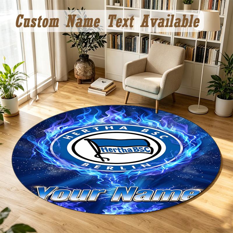 Round Rug Custom Namehertha Bsc Pattern Non Slip Carpet Home Floor Decor