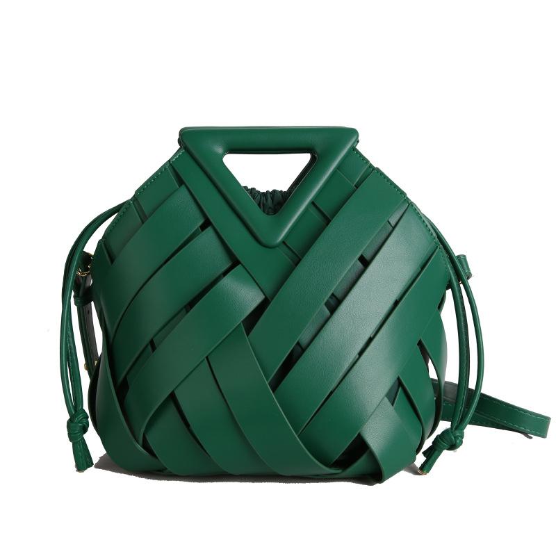 

Handbag, New Handmade Woven Bag, Fashionable Texture, Vegetable Basket Bag, Niche Bag, Crossbody Bag, Women s Bag темно-зелений колір