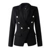 Blazer Women   Coat  White Slim Blazer Jacket Women Double Breasted Metal Lion Buttons Women Blazers Tops