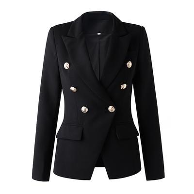 Blazer Women   Coat  White Slim Blazer Jacket Women Double Breasted Metal Lion Buttons Women Blazers Tops
