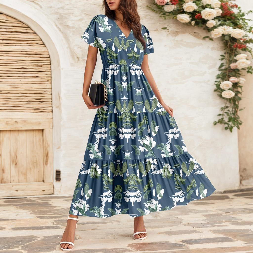 Damer Kjoler med Fall Damer Sommerkjoler Casual Kortermet Maxikjoler Formelle Maxikjoler