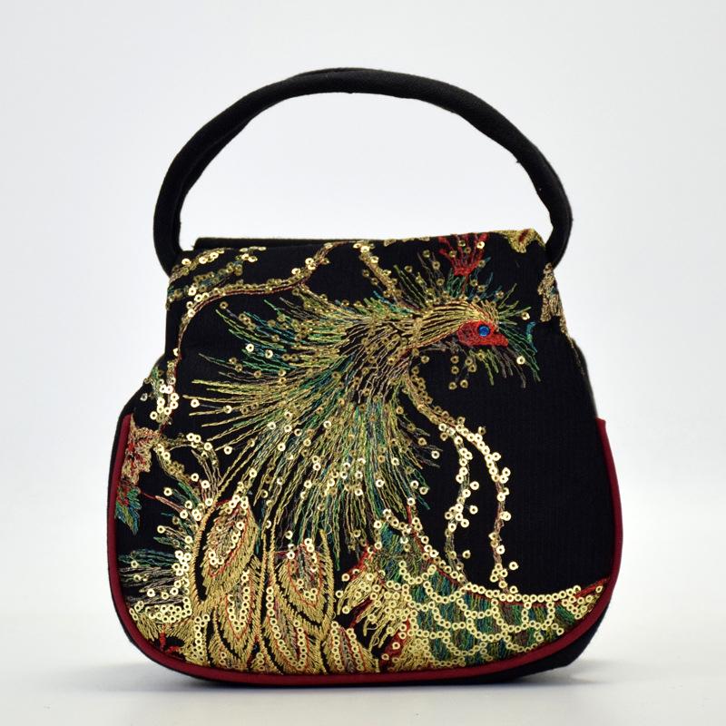 

Ethnic style embroidered bag embroidered small bag peacock embroidered mini ladies handbag wrist bag 20*11*19cm