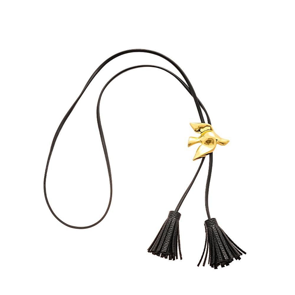 Silver Tassel Adjustable Necklace Ethnic Style PU Leather Necklace Luxury Bird Necklace  Decoration