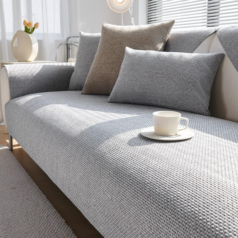 Soft Thick Chenier Sofa Cushion Living Room 1/2/3/4 Seat Mat Non-slip Corner Couch Cover Protective Embroidery Sofa Towel Home