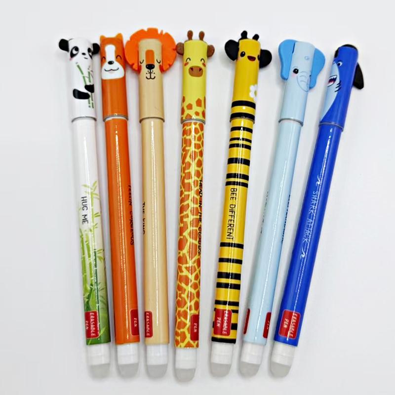 1Pcs Animal Pattern Erasable Gel Pen Cartoon Kids Writing Gel Pens Neutral Pen For Home School Work Students Stationery