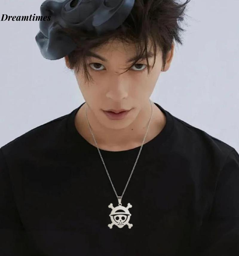 Goth Men's Anime Skeleton Face Stainless Steel Choker Necklace One Piece Fashion Jewelry Gift