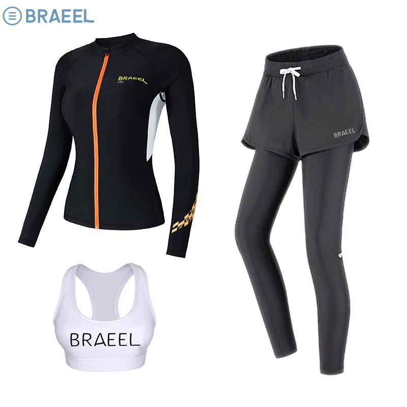 Womens UV Protection Rash Guard Set Long Sleeve Top Pants Swimming Snorkeling Diving Surfing